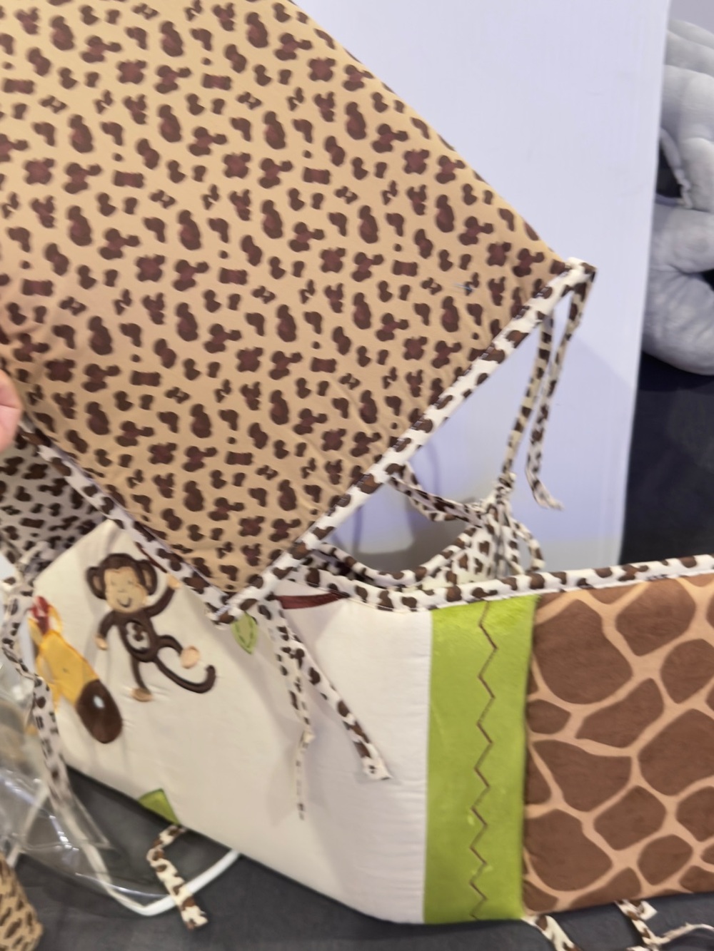 Baby Crib Bedding Leopard & Giraffe Print Brown Green
